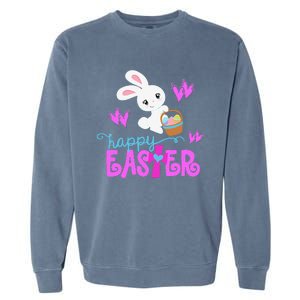 HAPPY EASTER Bunny Egg Hunt Basket Christian Garment-Dyed Sweatshirt