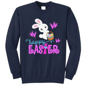 HAPPY EASTER Bunny Egg Hunt Basket Christian Tall Sweatshirt