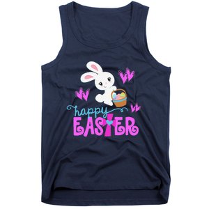 HAPPY EASTER Bunny Egg Hunt Basket Christian Tank Top