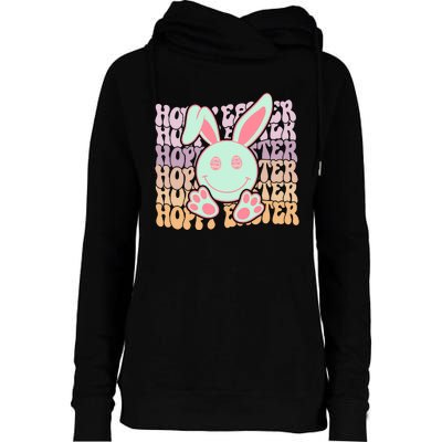 Hoppy Easter Bunny Retro Womens Funnel Neck Pullover Hood