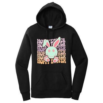 Hoppy Easter Bunny Retro Women's Pullover Hoodie