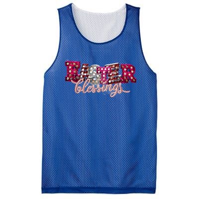 Happy Easter Blessings Great Gift Cute Lettering Graphic Gift Mesh Reversible Basketball Jersey Tank