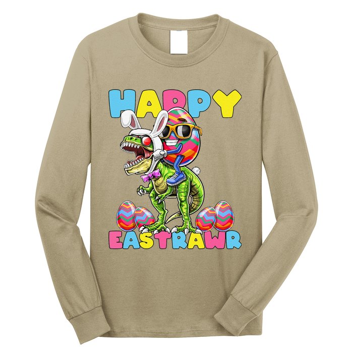 Happy Easter Bunny Dinosaur Egg Rabbit Ears Costume Gift Long Sleeve Shirt