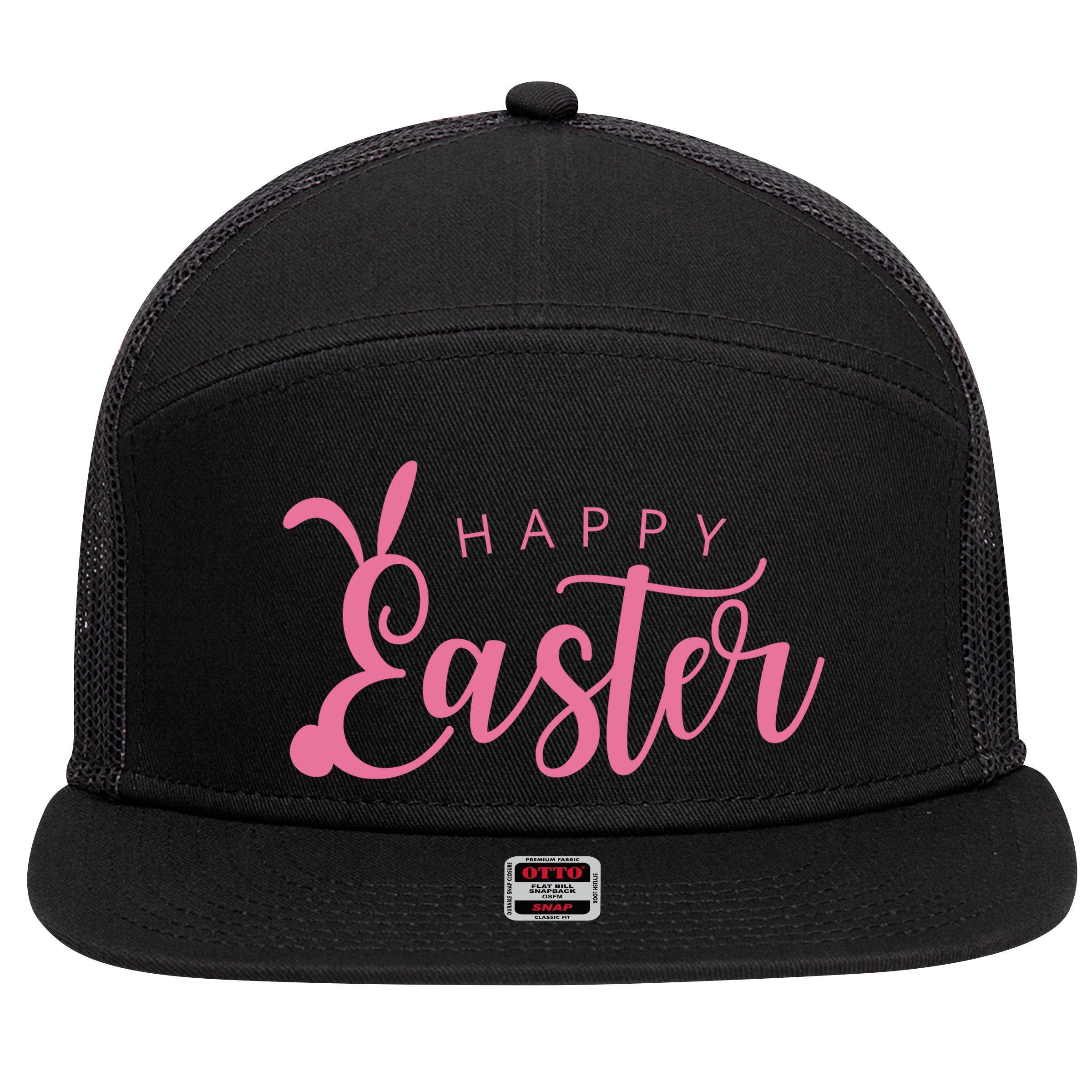 Happy Easter Cute Festive 7 Panel Mesh Trucker Snapback Hat