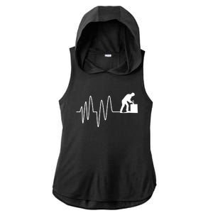 Heatbeat Ekg Carpenter Funny Gift Ladies PosiCharge Tri-Blend Wicking Draft Hoodie Tank