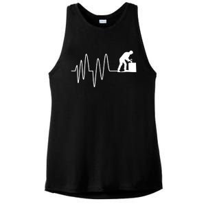 Heatbeat Ekg Carpenter Funny Gift Ladies PosiCharge Tri-Blend Wicking Tank