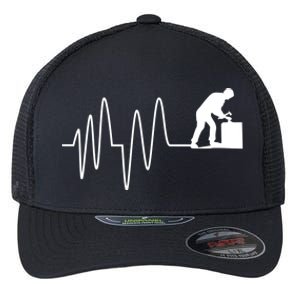 Heatbeat Ekg Carpenter Funny Gift Flexfit Unipanel Trucker Cap