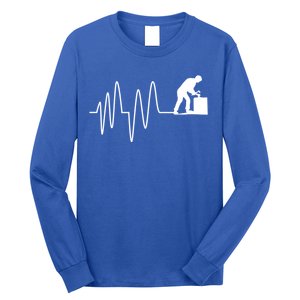 Heatbeat Ekg Carpenter Funny Gift Long Sleeve Shirt