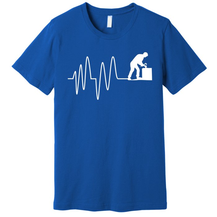 Heatbeat Ekg Carpenter Funny Gift Premium T-Shirt