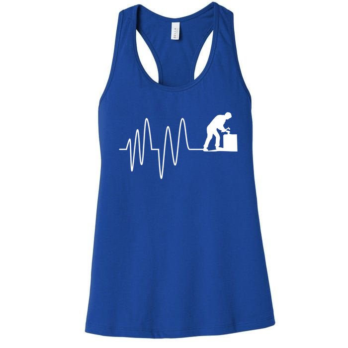 Heatbeat Ekg Carpenter Funny Gift Women's Racerback Tank