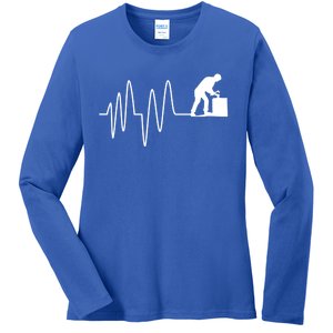 Heatbeat Ekg Carpenter Funny Gift Ladies Long Sleeve Shirt