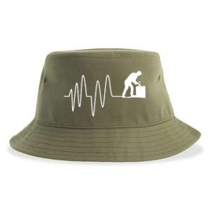 Heatbeat Ekg Carpenter Funny Gift Sustainable Bucket Hat