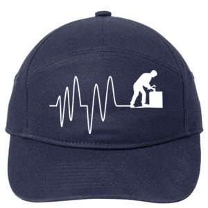 Heatbeat Ekg Carpenter Funny Gift 7-Panel Snapback Hat