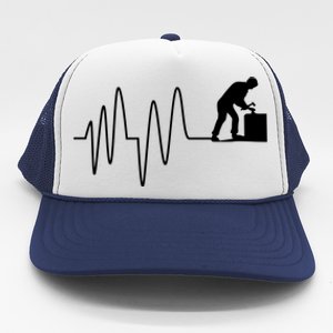 Heatbeat Ekg Carpenter Funny Gift Trucker Hat