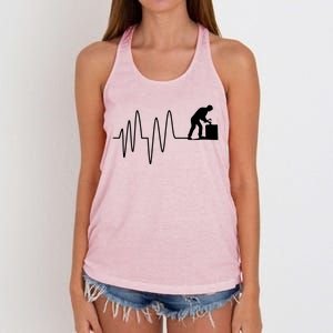 Heatbeat Ekg Carpenter Funny Gift Women's Knotted Racerback Tank