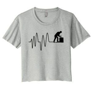 Heatbeat Ekg Carpenter Funny Gift Women's Crop Top Tee