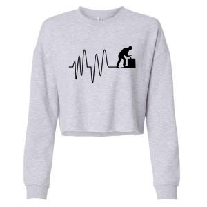 Heatbeat Ekg Carpenter Funny Gift Cropped Pullover Crew