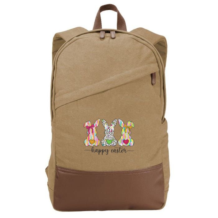 Happy Easter Cute Coquette Easter Bunny Rabbit Cotton Canvas Backpack