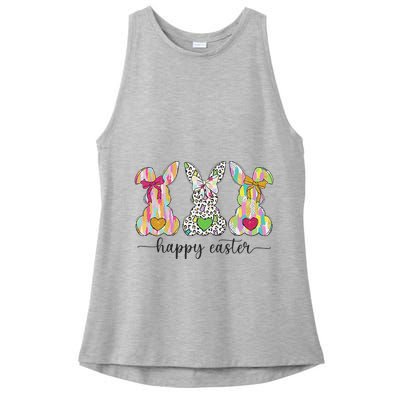 Happy Easter Cute Coquette Easter Bunny Rabbit Ladies PosiCharge Tri-Blend Wicking Tank