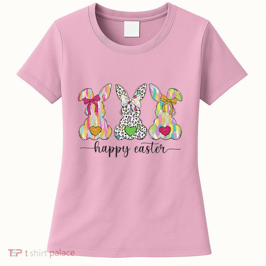 Happy Easter Cute Coquette Easter Bunny Rabbit Womens T-Shirt