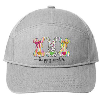 Happy Easter Cute Coquette Easter Bunny Rabbit 7-Panel Snapback Hat