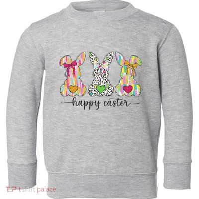 Happy Easter Cute Coquette Easter Bunny Rabbit Toddler Sweatshirt
