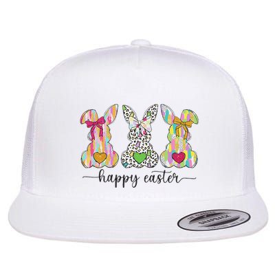 Happy Easter Cute Coquette Easter Bunny Rabbit Flatbill Hat