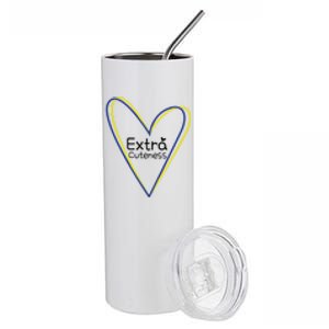 Heart Extra Cuteness For Down Syndrome Awareness Gift Stainless Steel Tumbler