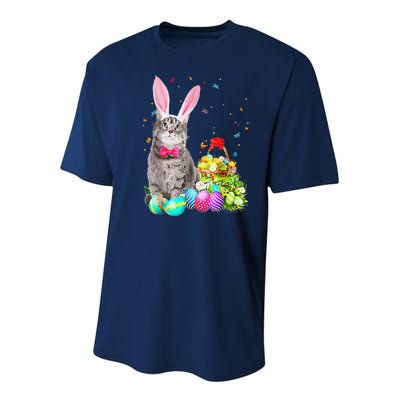 Happy Easter Cute Bunny Cat Eggs Basket Men Women Funny Youth Performance Sprint T-Shirt