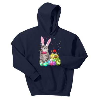 Happy Easter Cute Bunny Cat Eggs Basket Men Women Funny Kids Hoodie