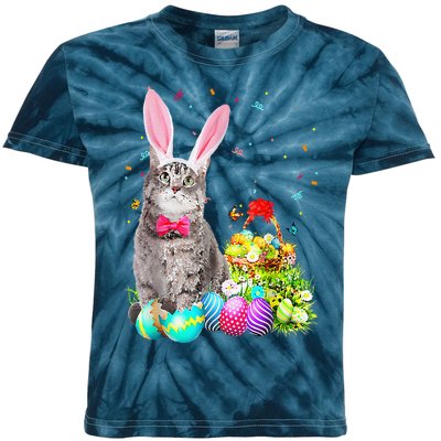 Happy Easter Cute Bunny Cat Eggs Basket Men Women Funny Kids Tie-Dye T-Shirt