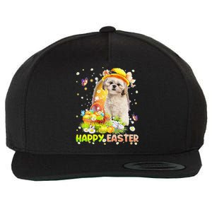 Happy Easter Cute Bunny Dog Shih Tzu Eggs Basket Funny Dog Wool Snapback Cap