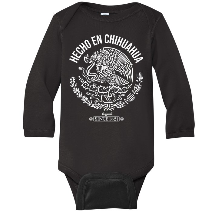 Hecho En Chihuahua Meaningful Gift Cinco De Mayo Mexico Mexican Day Cool Gift Baby Long Sleeve Bodysuit