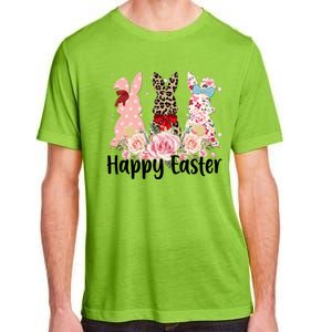 Happy Easter Cute Floral Bunnies Adult ChromaSoft Performance T-Shirt