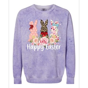 Happy Easter Cute Floral Bunnies Colorblast Crewneck Sweatshirt