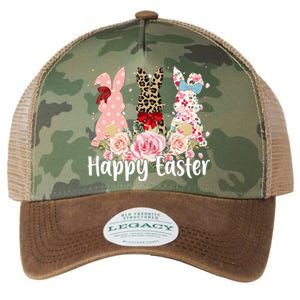 Happy Easter Cute Floral Bunnies Legacy Tie Dye Trucker Hat