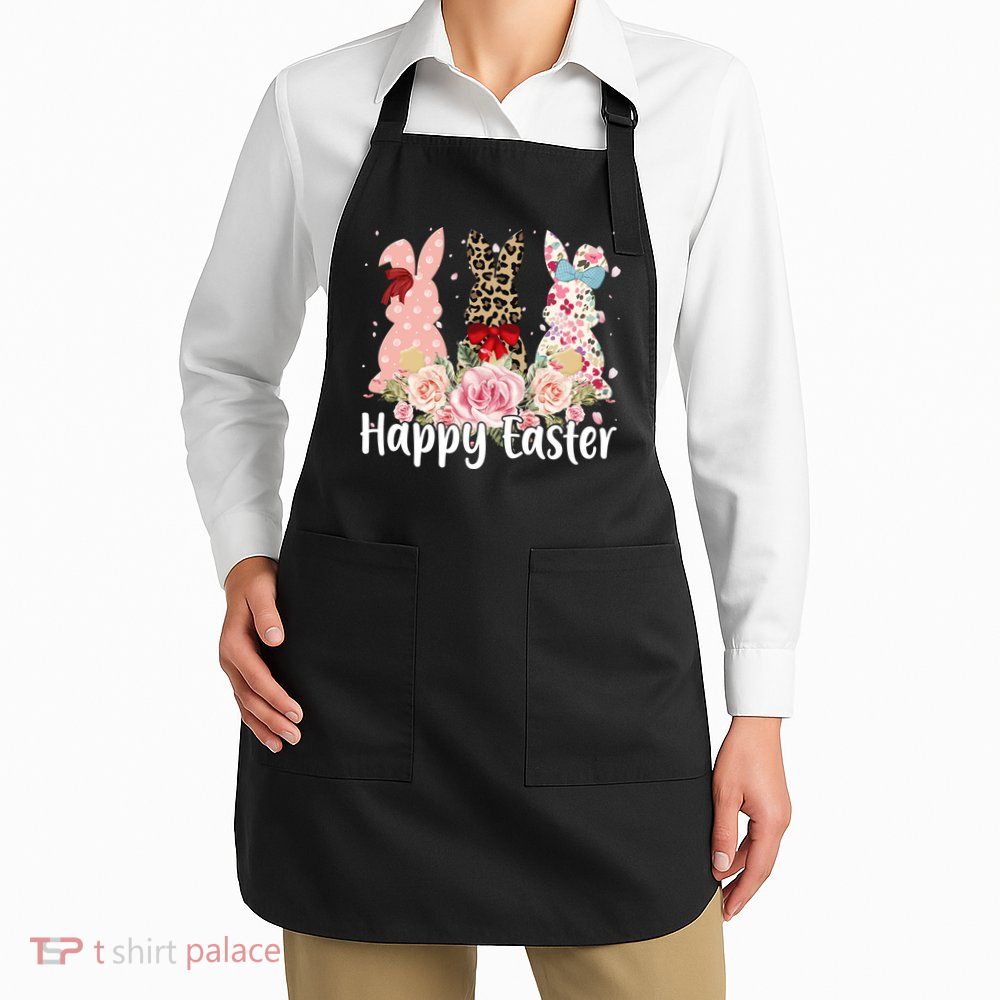 Happy Easter Cute Floral Bunnies Apron