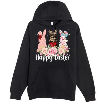 Happy Easter Cute Floral Bunnies Premium Pullover Hoodie