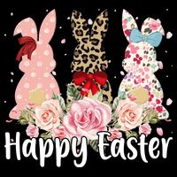 Happy Easter Cute Floral Bunnies Poster