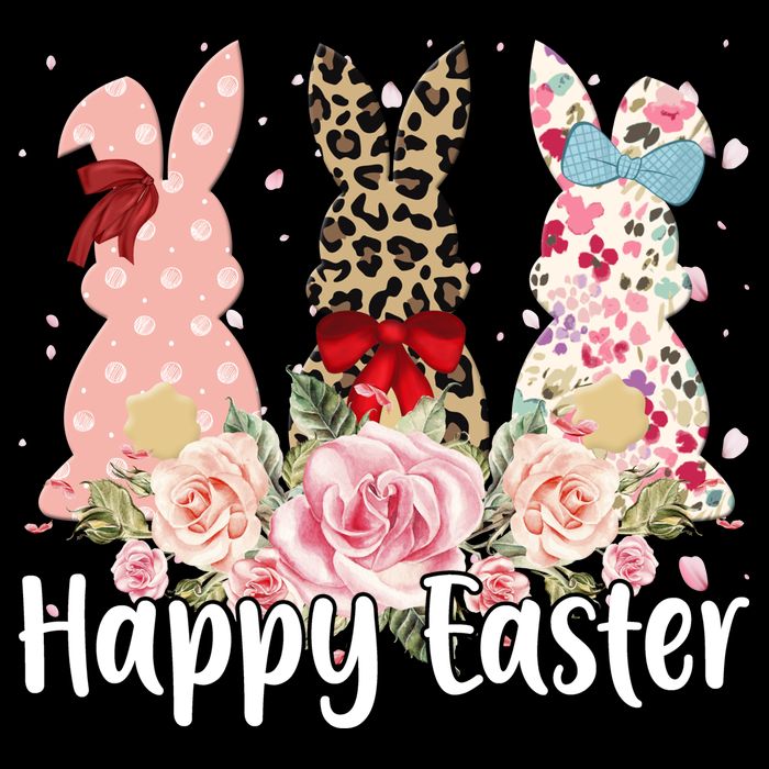 Happy Easter Cute Floral Bunnies Poster