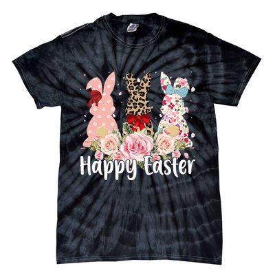 Happy Easter Cute Floral Bunnies Tie-Dye T-Shirt