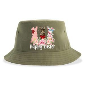 Happy Easter Cute Floral Bunnies Sustainable Bucket Hat