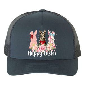 Happy Easter Cute Floral Bunnies Yupoong Adult 5-Panel Trucker Hat