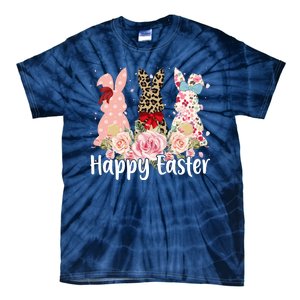 Happy Easter Cute Floral Bunnies Tie-Dye T-Shirt