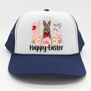 Happy Easter Cute Floral Bunnies Trucker Hat