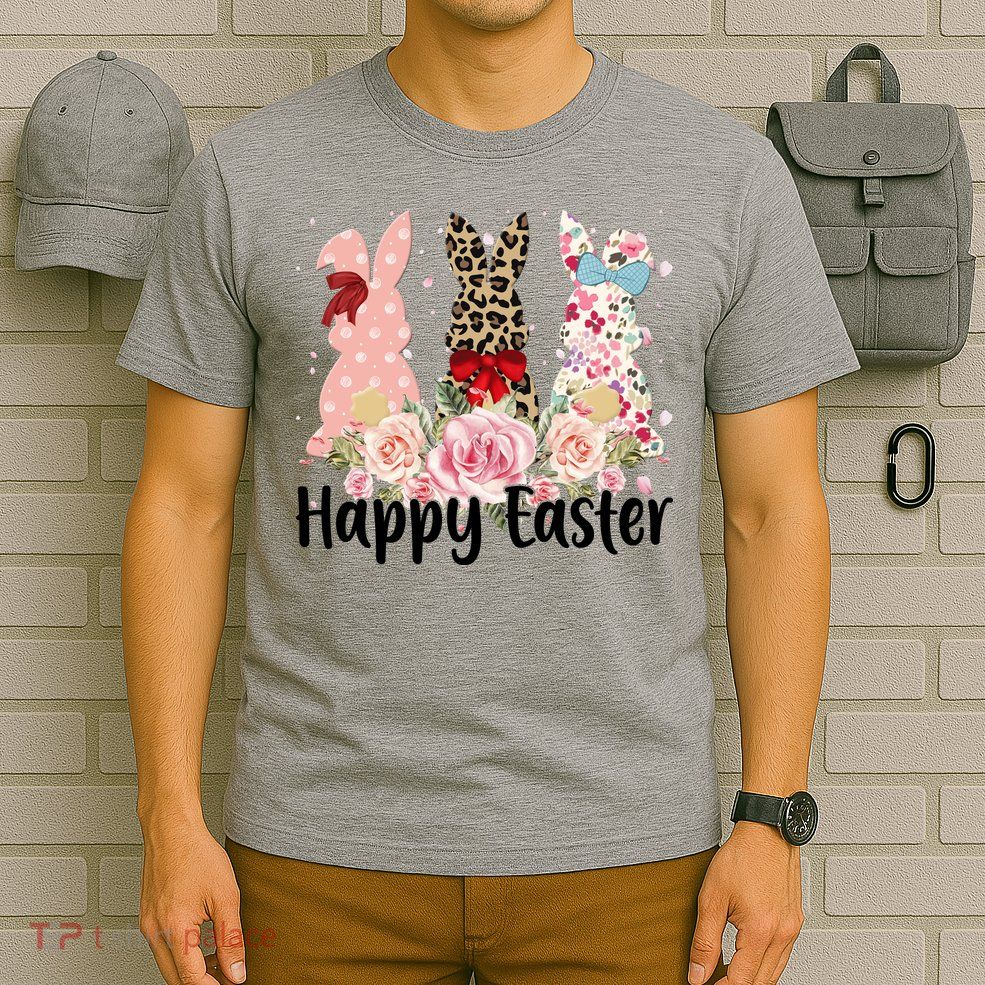 Happy Easter Cute Floral Bunnies T-Shirt