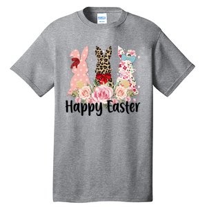 Happy Easter Cute Floral Bunnies Tall T-Shirt