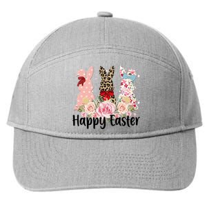 Happy Easter Cute Floral Bunnies 7-Panel Snapback Hat