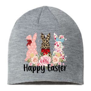 Happy Easter Cute Floral Bunnies Sustainable Beanie