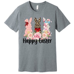 Happy Easter Cute Floral Bunnies Premium T-Shirt